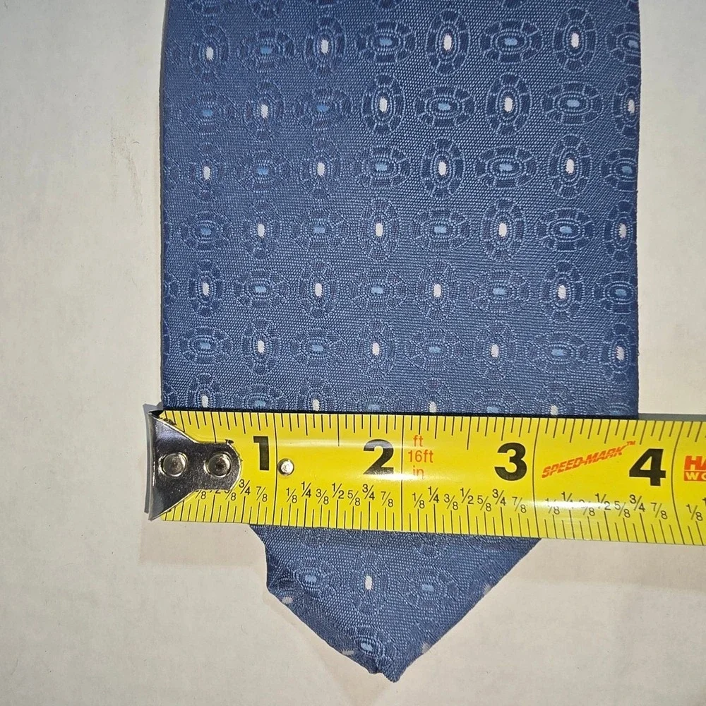VINTAGE Periwinkle Cornflower Blue with White Dots Principe Polyester Neck Tie‎